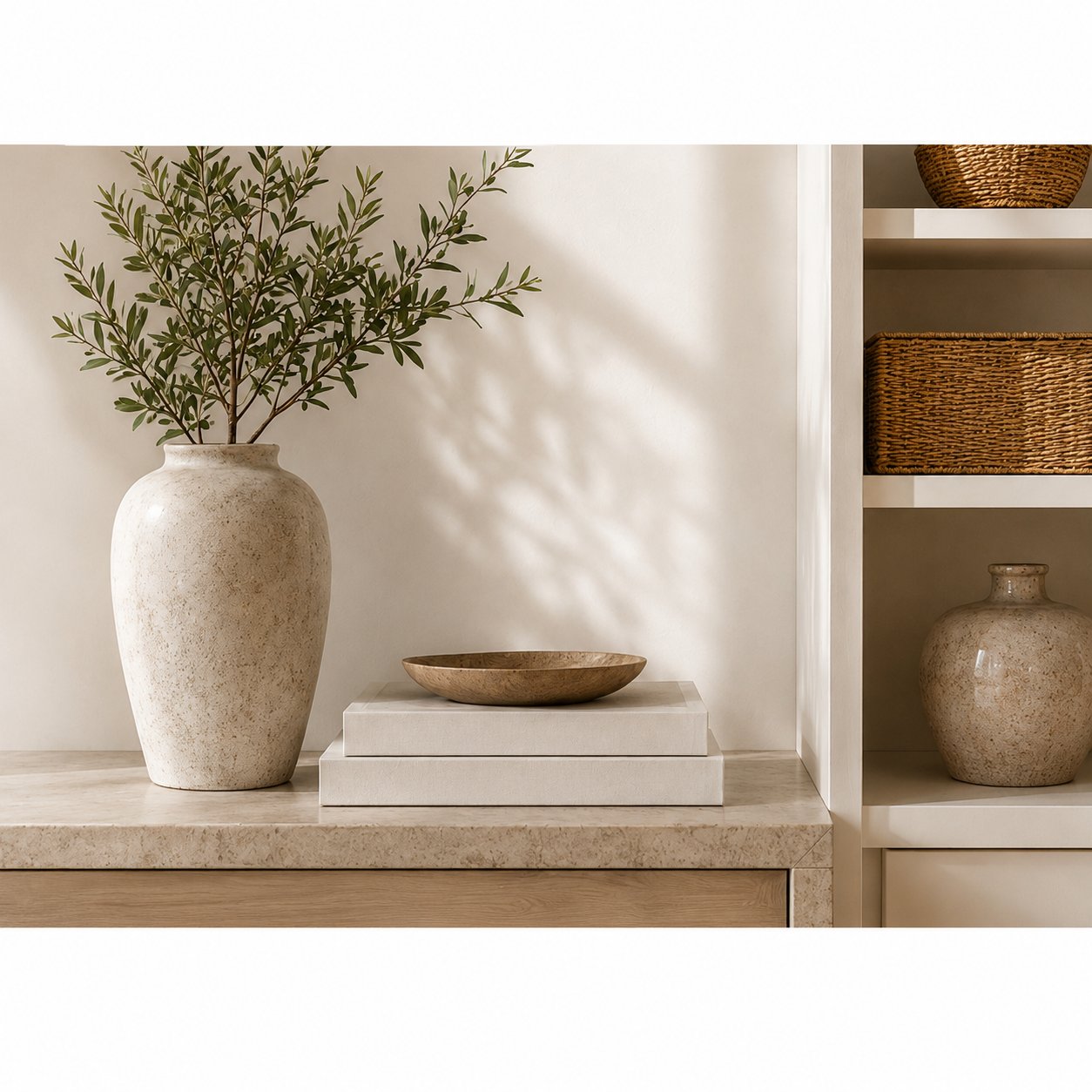 Styled vase on a shelf