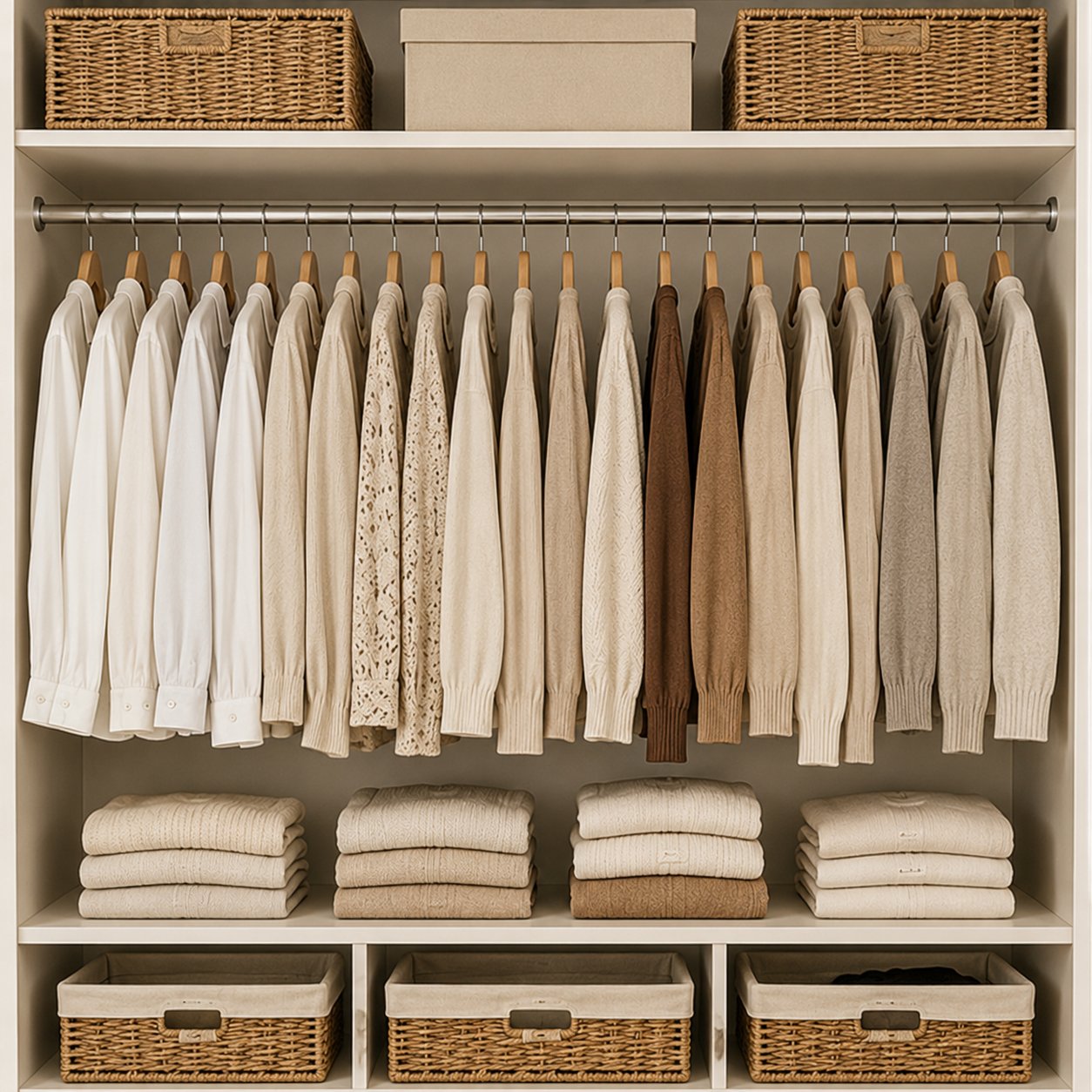 Curated wardrobe shelving